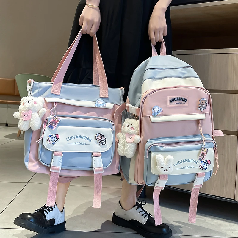 三到五六年级书包女背包推荐初中生小学生双肩包可爱少女ins撞色