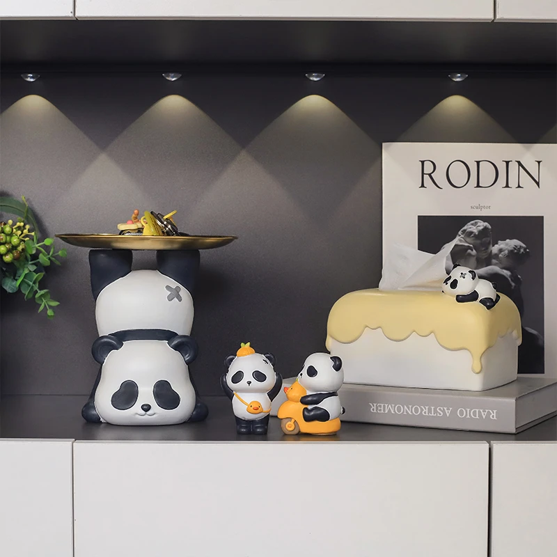 ROOGO/如果可爱轻奢熊猫摆件客厅玄关酒柜摆饰创意家居桌面装饰品