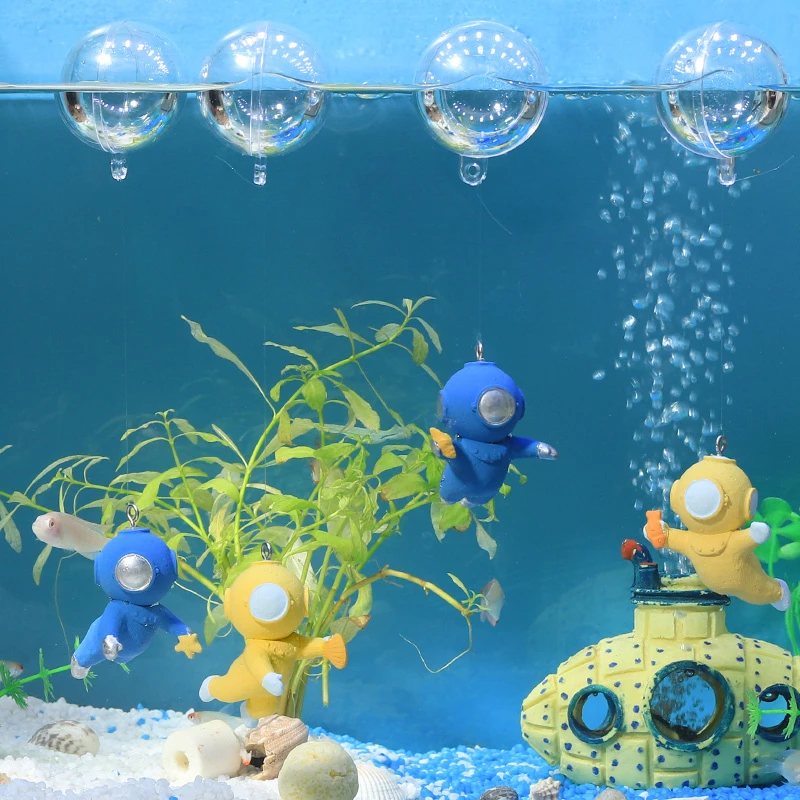 ROOGO/如果潜水员鱼缸漂浮摆件创意悬浮景观水族箱造景小挂件卡通