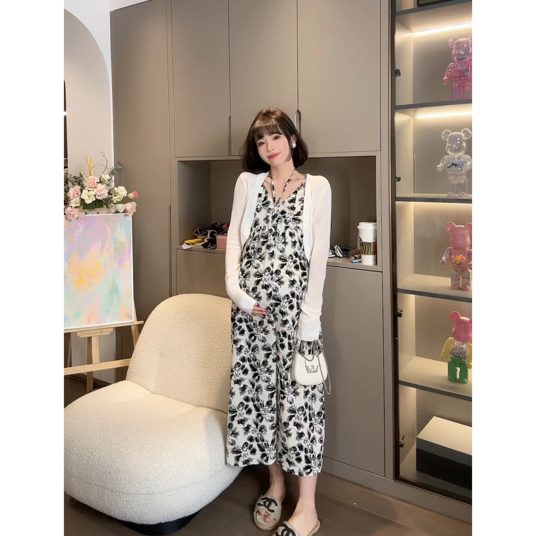 maodan/猫单【墨色鸢尾】娜娜的孕期穿搭/孕妇装夏季吊带花裙