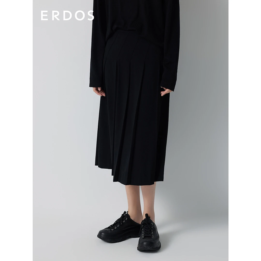 ERDOS 收腰显瘦灵动飘逸优雅精致斜裁百褶半裙