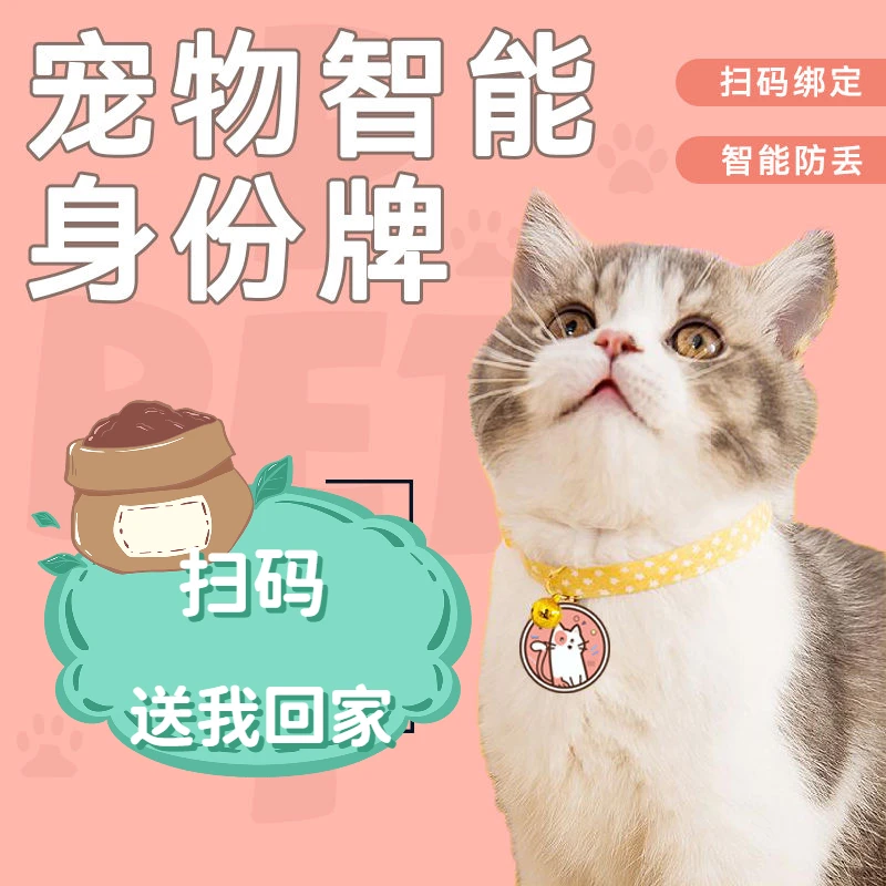 猫咪防走失吊牌非实时扫码定位狗狗防丢牌定位项圈通用猫咪定位器
