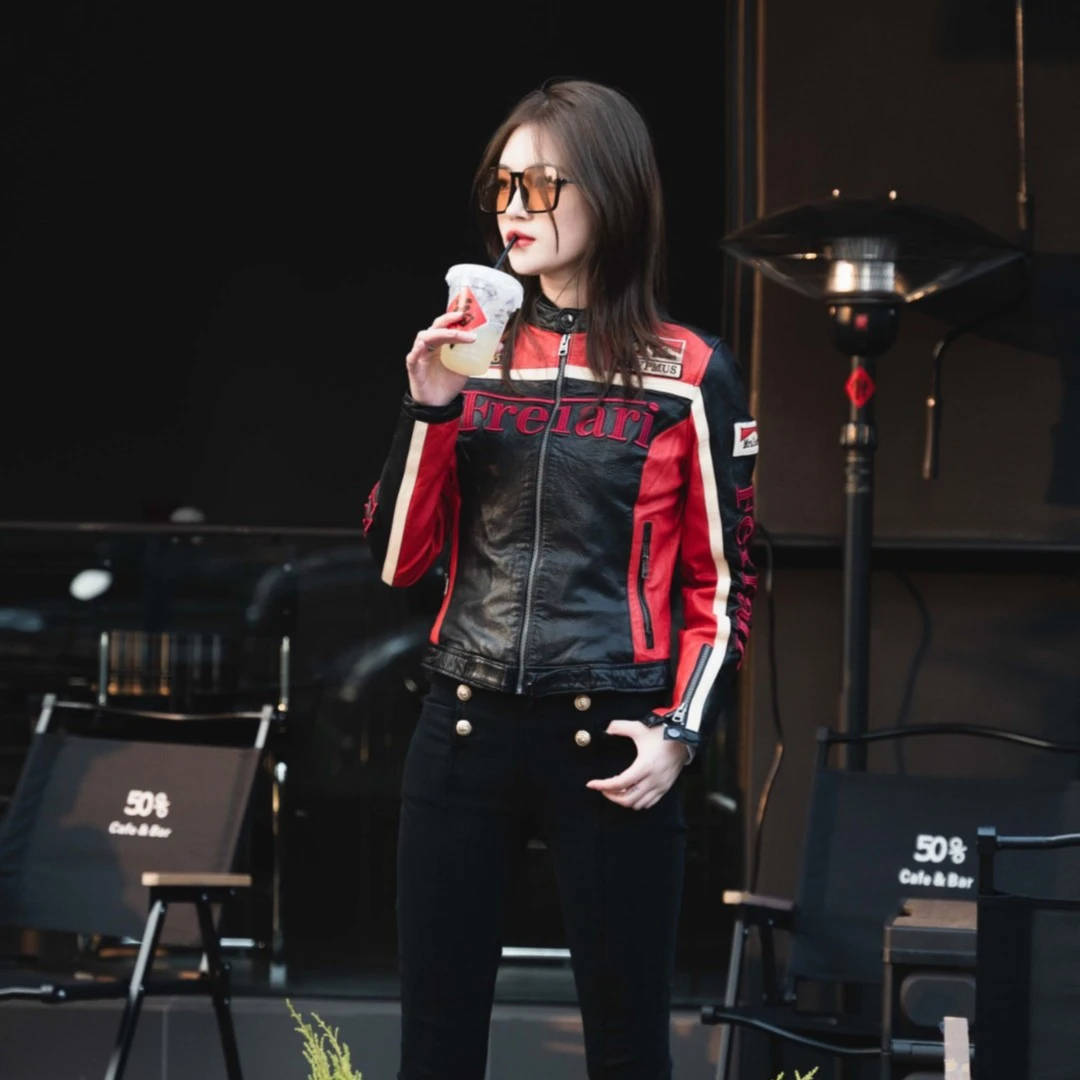 8201女士新款机车服外套植鞣真皮皮衣绵羊皮休闲百搭显瘦时尚