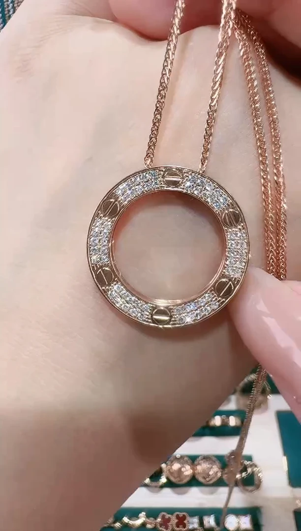 【闪购商品】钻石吊坠(不含链)18K金镶嵌满钻大饼吊坠