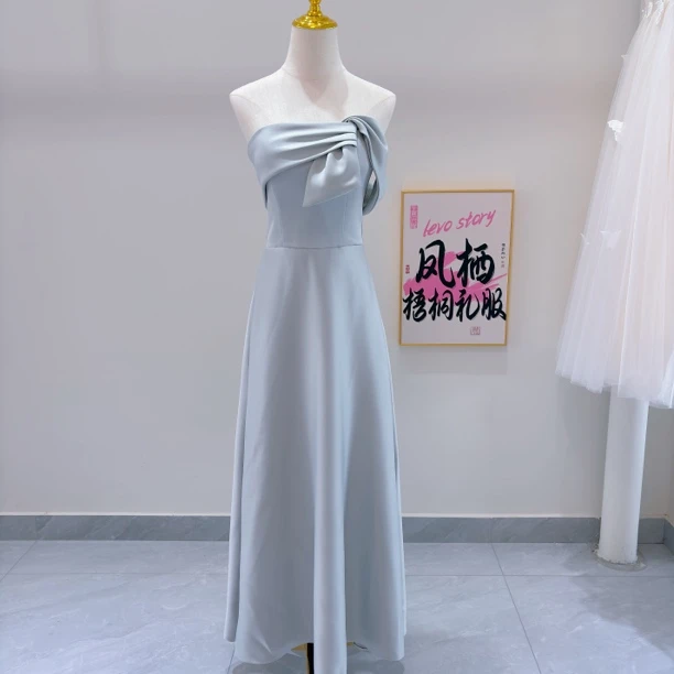 伴娘服2024新款缎面夏季平时可穿显瘦高级姐妹气质礼服裙女长款