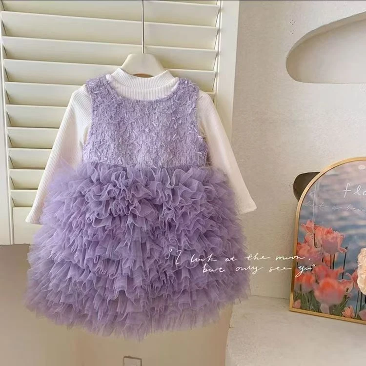 女童连衣裙套装冬季加绒款儿童洋气冬款裙子女宝宝冬装礼服公主裙