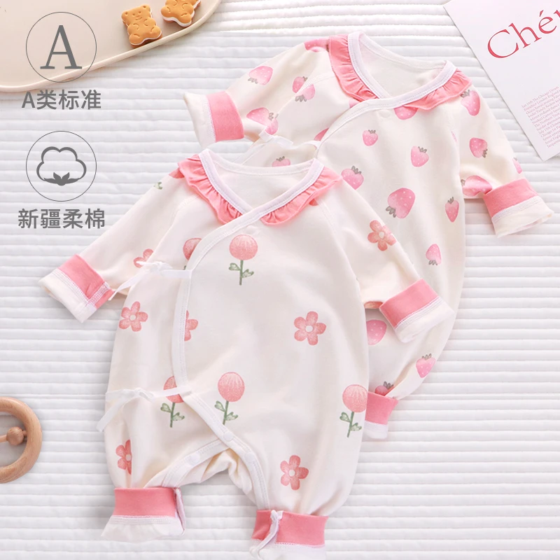 新生婴儿衣服初生儿纯棉无骨哈衣爬服女宝宝和尚服春秋季连体衣A