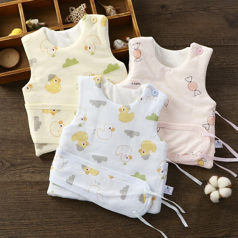 新生儿马甲春秋纯棉0-3个月婴儿马夹初生宝宝背心护肚秋冬小马褂