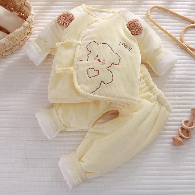 新生儿保暖套装秋冬季52码刚出生宝宝冬款衣服分体棉衣加厚和尚服