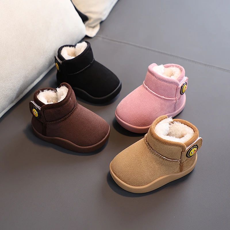 小黄鸭冒险记加绒加厚雪地靴软底大棉鞋男女童冬季宝宝鞋防滑保暖