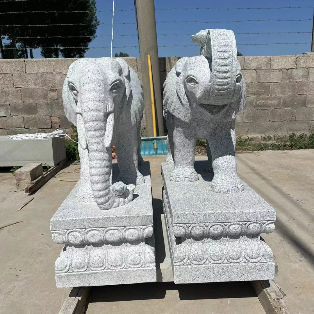 石雕花岗岩大象门口摆件吉祥如意