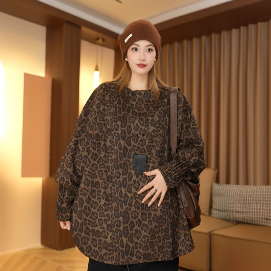 【豹纹杉】春季新款气质复古豹纹上衣