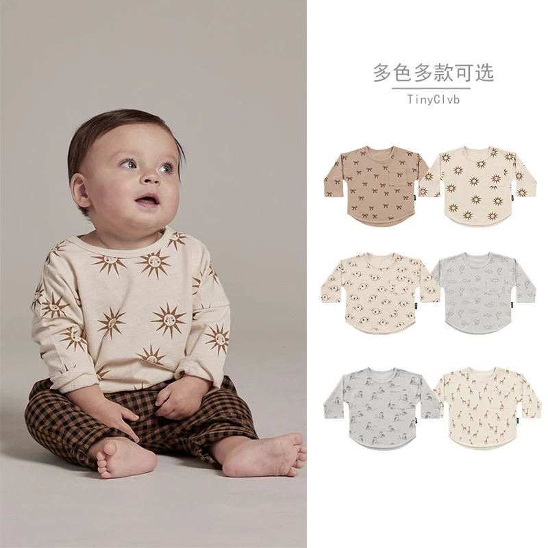 TinyMommy婴儿长袖圆领打底上衣女春新款可爱宝宝外穿单件t恤男