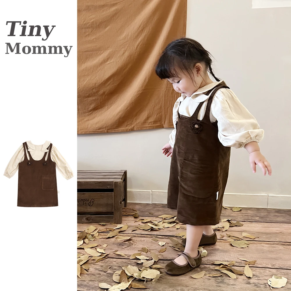 Tiny Mommy女童春秋纯棉套装ins风宝宝长袖上衣儿童吊带裙子2-6岁