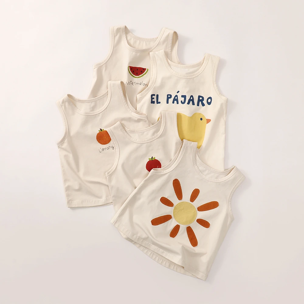 【立体贴锈】宝宝印花背心内穿夏季衣服婴幼童休闲无袖T恤儿童上衣