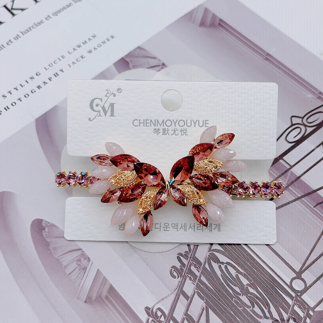 棽默尤悦 锌合金仿水晶发饰 翩翩蝴蝶气质新中式款两片夹成人儿童