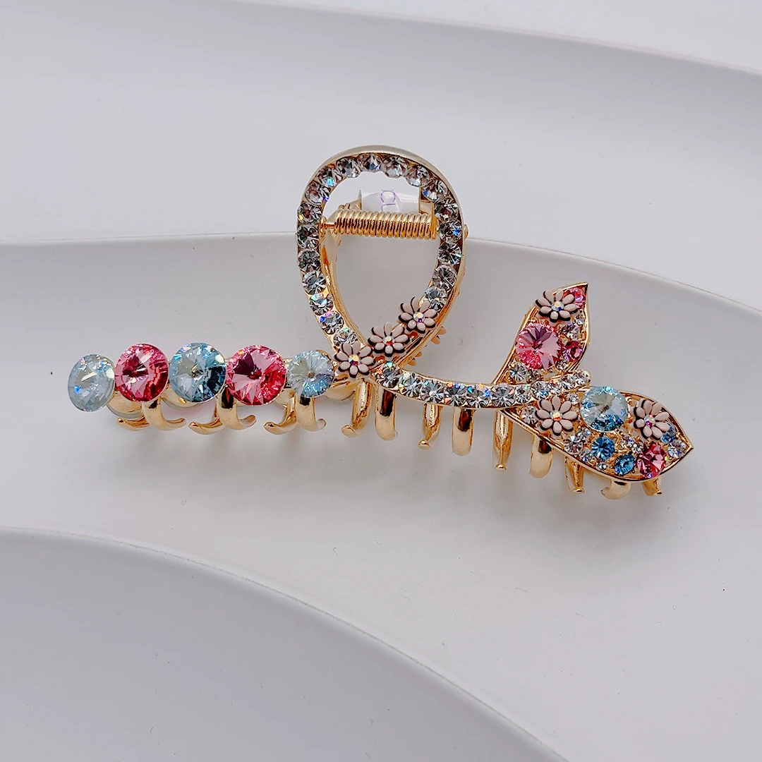 水晶繁花鱼尾抓夹气质百搭大抓夹轻奢时尚
