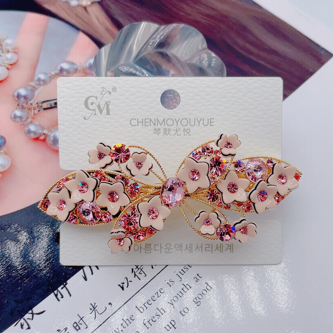 锌合金发饰 棽默尤悦诗风繁花蝴蝶结弹簧夹全扎半扎儿童