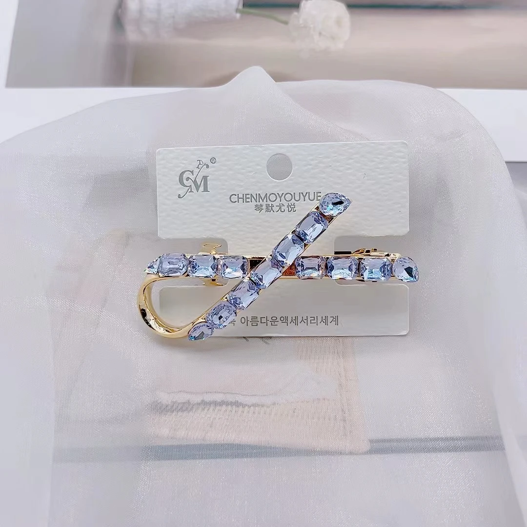 飘带款弹簧夹2024新款半扎成人钻发夹夹子头饰韩版轻奢气质发卡