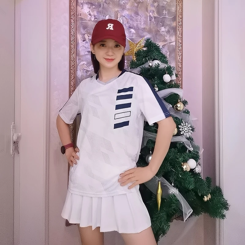 【千羽千寻专属】夏季速干羽毛球上衣百搭跑步宽松圆领白色T恤运动