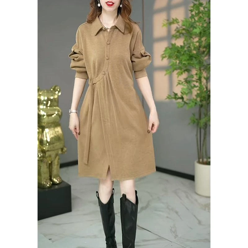 设计感宽松显瘦百搭打底裙子女2024秋季新款时尚气质长袖连衣裙潮