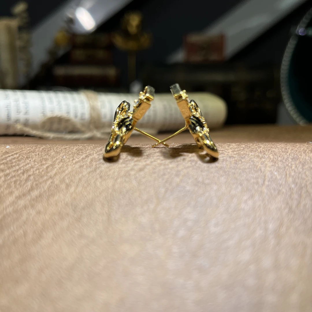 合金耳饰 2007 设计师款中古耳饰vintage耳钉镶钻耳环高级感新款