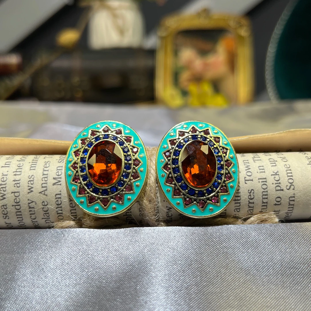 合金耳饰 1772美国设计师款复古耳钉vintage中古耳饰重工耳环银针