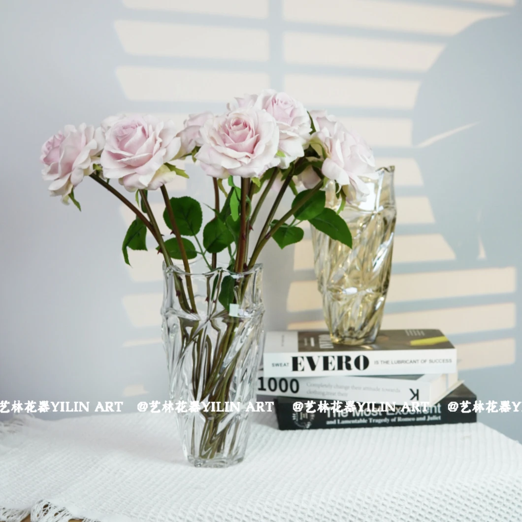 明格丨简约轻奢水晶玻璃花瓶摆件客厅插花鲜花水培富贵竹大号桌面