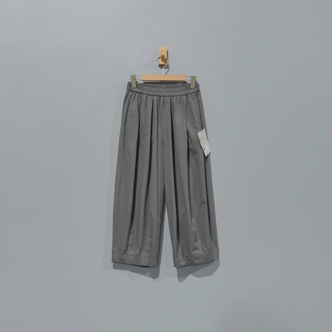 029049文艺棉复古简约夏季宽松松紧腰七分香蕉裤 裤长85 臀围124