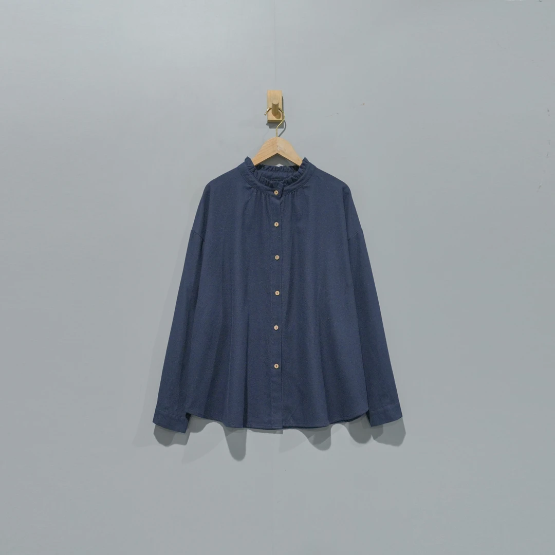 【且听风吟】0111985文艺棉复古磨毛木耳领百搭衬衫 衣长65 胸围122