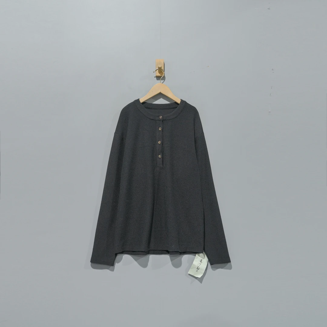 【且听风吟】0111734文艺棉圆领半门襟厚款百搭上衣 衣长68 胸围120