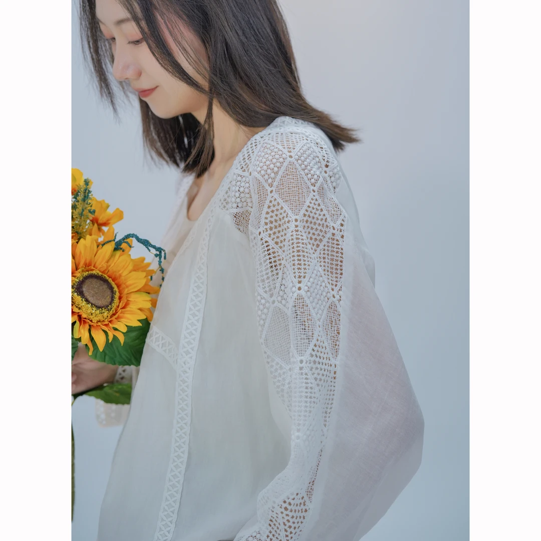 【且听风吟】0510463高货苎麻镂空刺绣防晒开衫外套 衣长58 胸围130