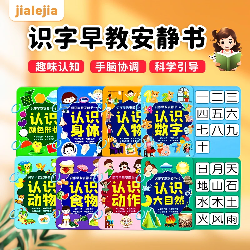 幼儿识字早教安静书启蒙学前认字卡3-6岁撕拉粘贴魔术贴宝宝认知