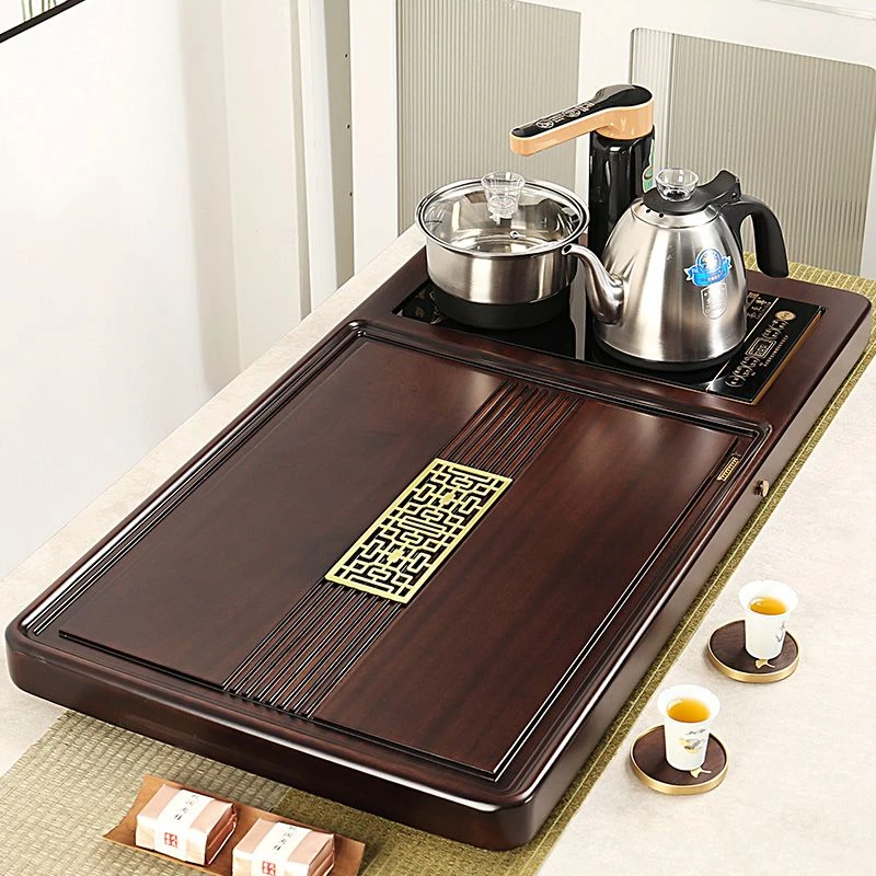 整块实木茶盘茶具套装一体全自动高档轻奢简约平板茶台小号泡托盘
