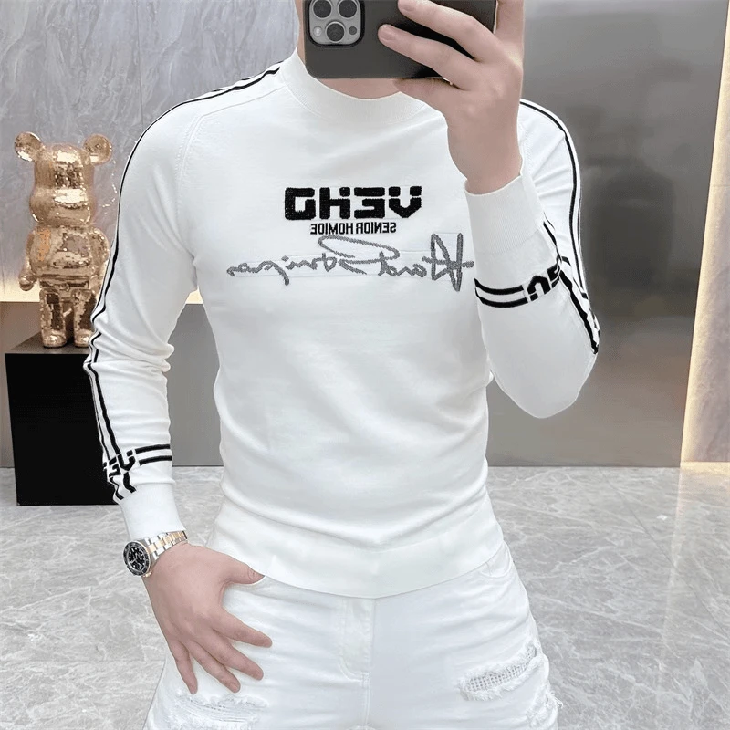 高档欧货卫衣男士秋装新款时尚帅气长袖T恤休闲轻奢品质男装上衣