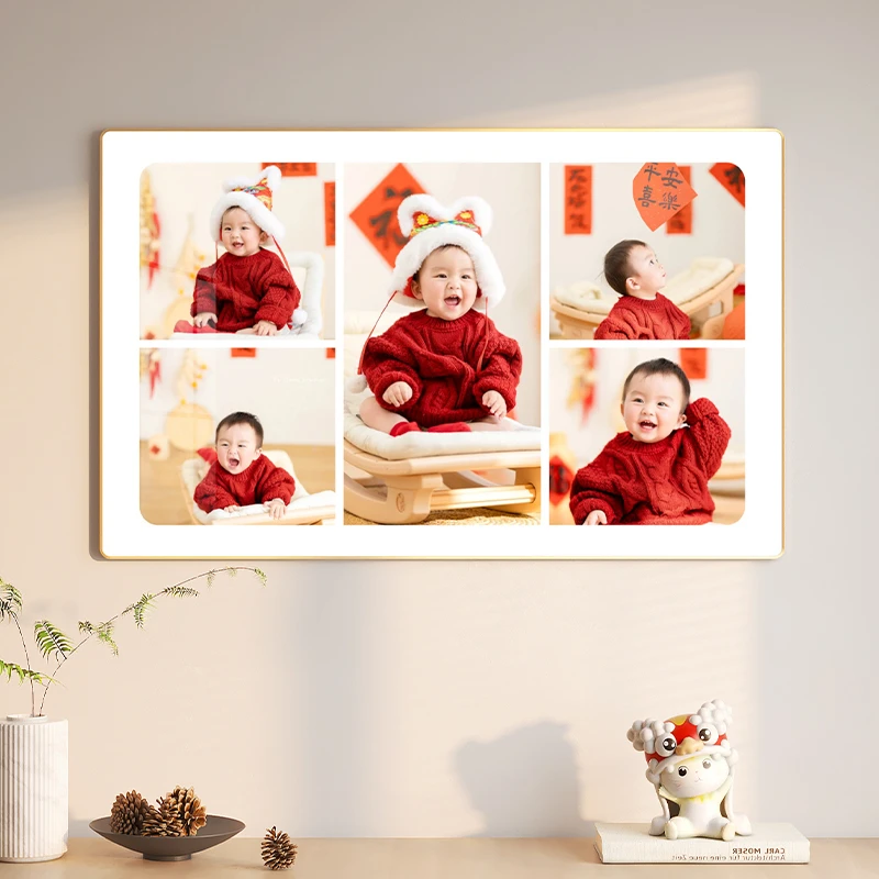 相框定制宝宝儿童周岁纪念照片洗婴儿相片做成水晶相册挂墙加装裱