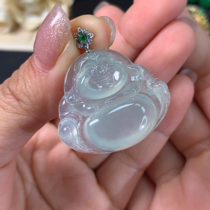 【闪购商品】翡翠颈饰18K金镶嵌欧*宁佛公吊坠