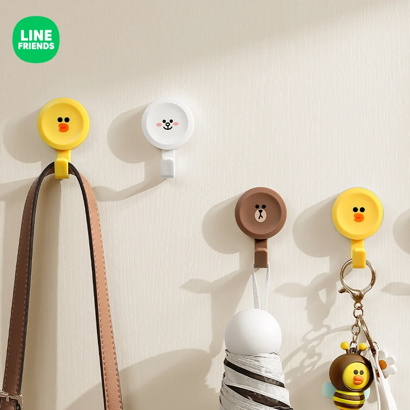 LINE FRIENDS强力挂钩粘胶贴墙壁可爱挂勾无痕免打孔卡通浴室粘钩