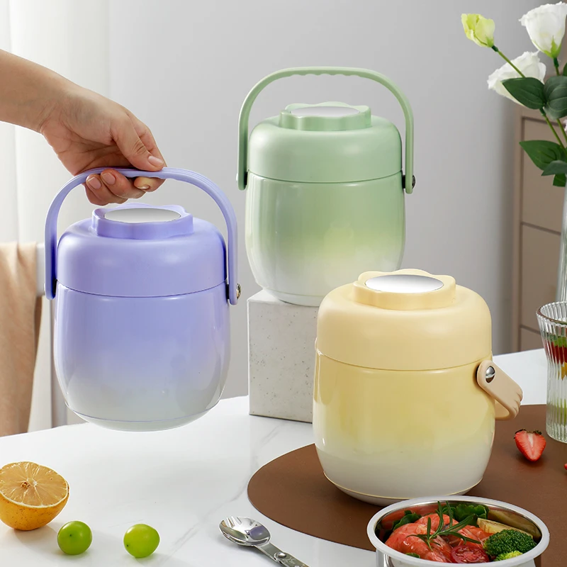 316L不锈钢双层真空保温提锅学生上班族便携式大容量分层饭盒