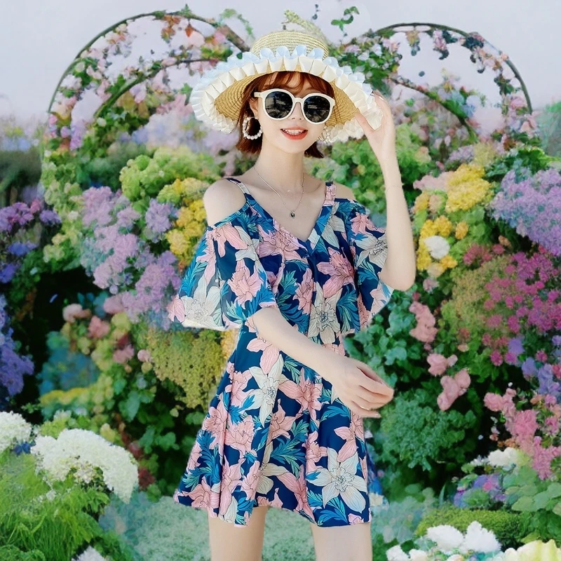 【夏威夷分体保守遮肉】新款好看显瘦泳装泡温泉大码显瘦泳衣女A8