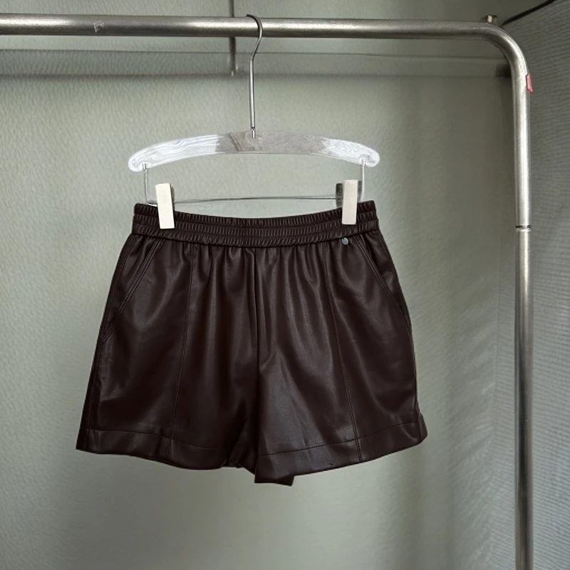 【锦衣2024秋季新款】定7703小贝壳松紧腰百搭皮短裤