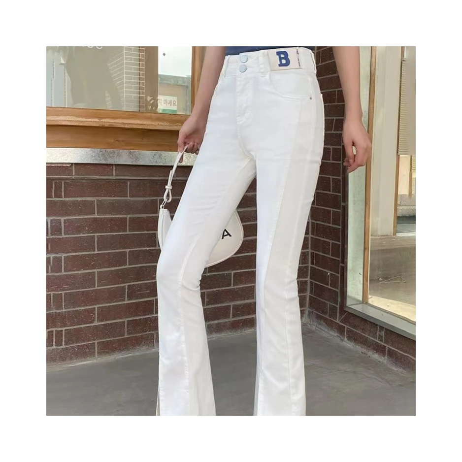 【锦衣服饰】66848 欧货白色B标微喇牛仔裤