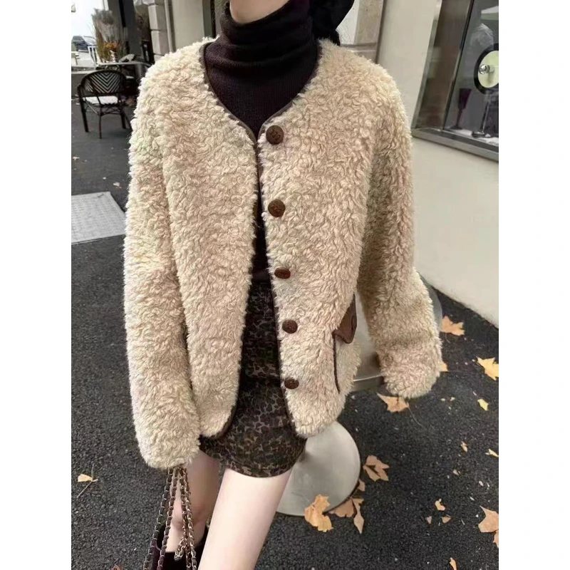 【锦衣服饰】532皮毛一体泰迪绒小香风外套