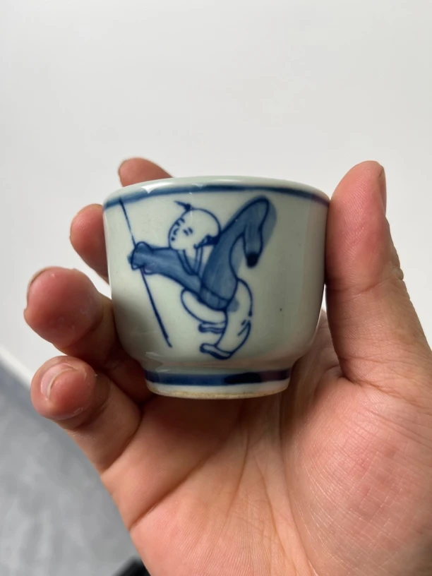 手绘仿古童子工夫茶杯45cc