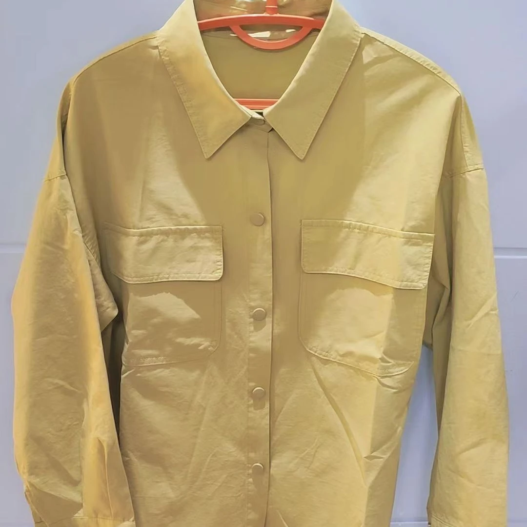 衬衫衬衣长袖时尚百搭工装风女士休闲春季宽松纯色翻领