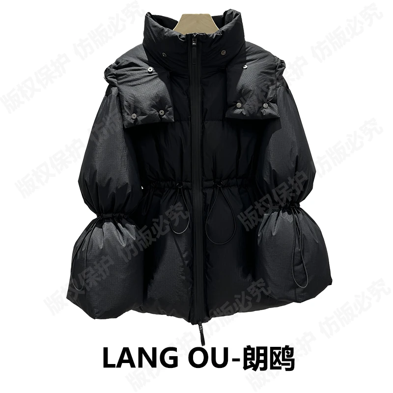 丽公主 95白鹅绒时尚小香风收腰显瘦连帽鹅绒服外套女羽绒服87187