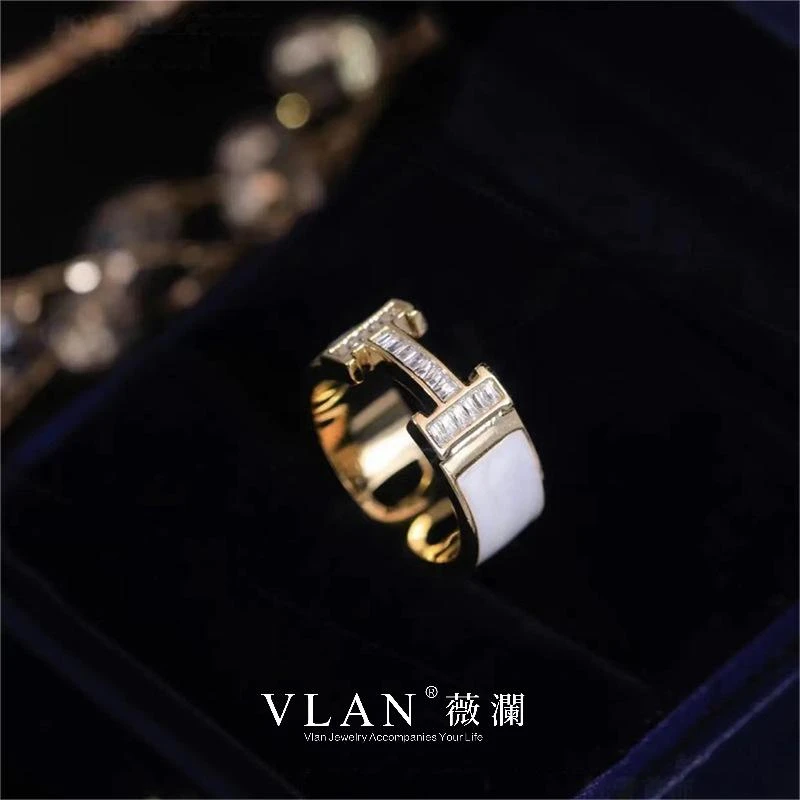铜合金合成锆石戒指 气质简约字母戒女网红个性轻奢设计感食指戒F