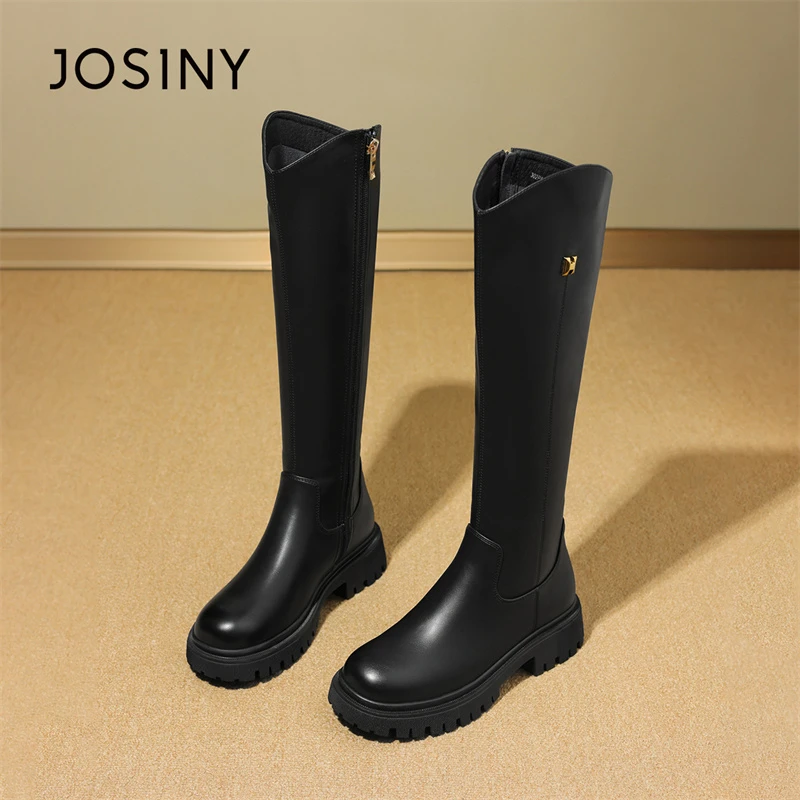 卓诗尼加绒长靴子女2023年冬季爆款粗腿长筒靴胖mm粗腿高筒瘦瘦靴