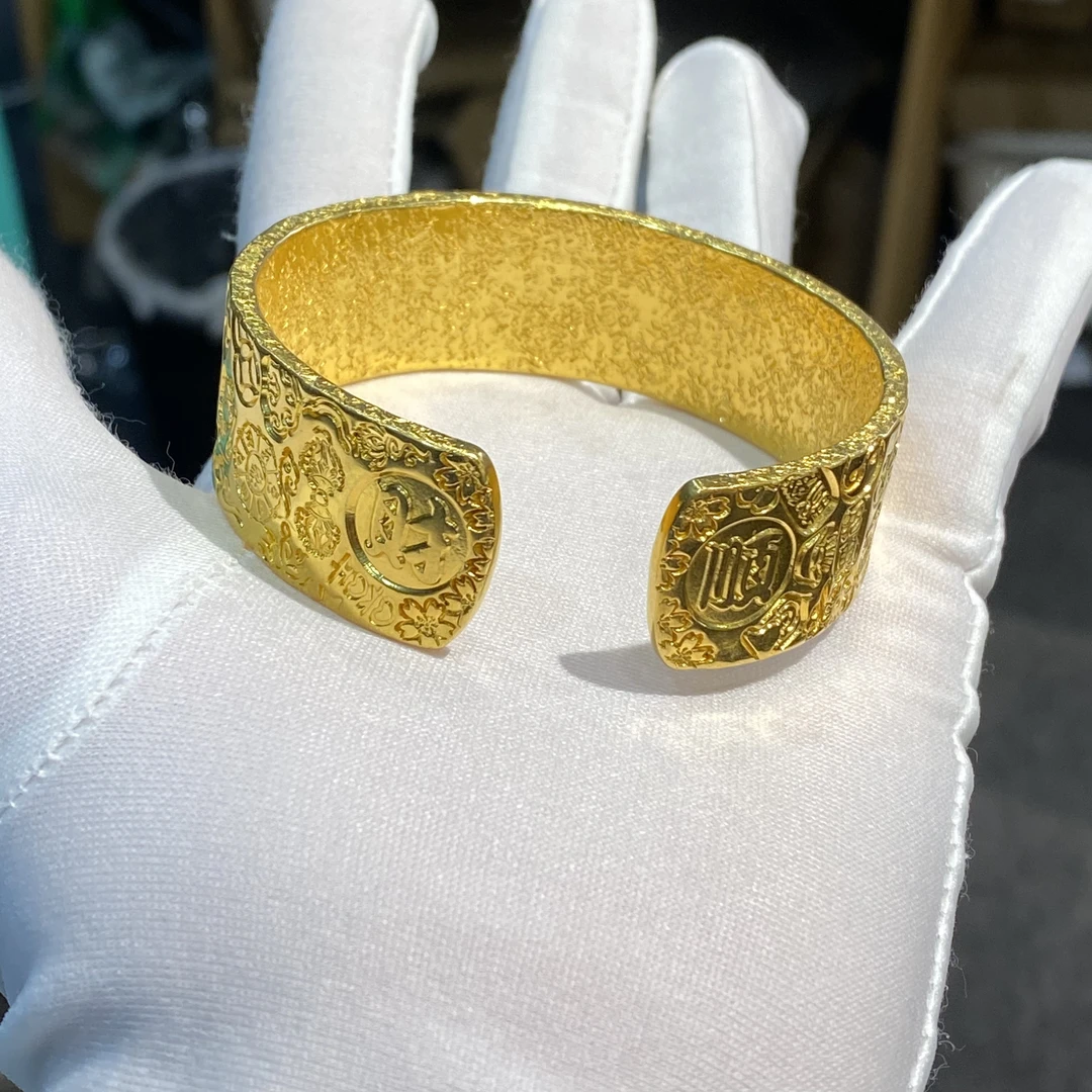 足银手镯 足银手镯 包金平打吉言手镯