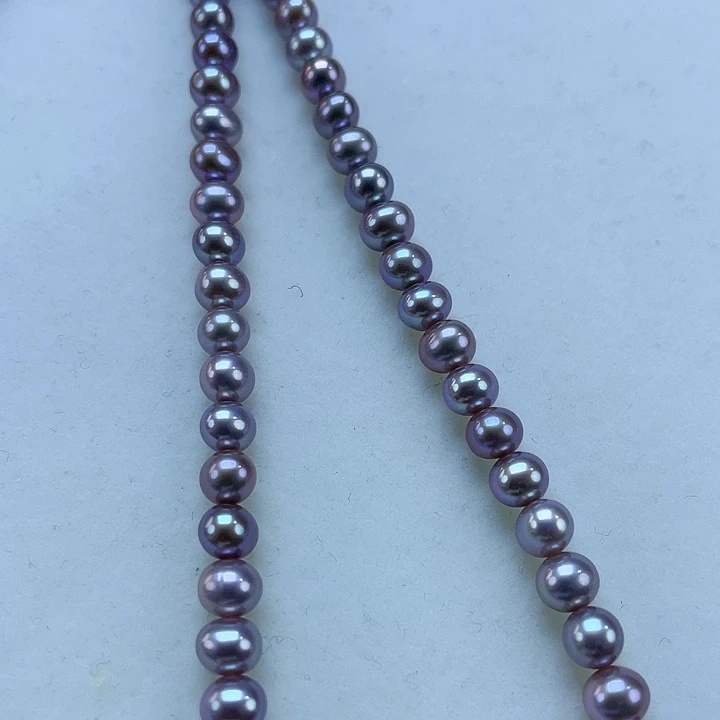 淡水珍珠颈饰18K金镶嵌卡6极光紫